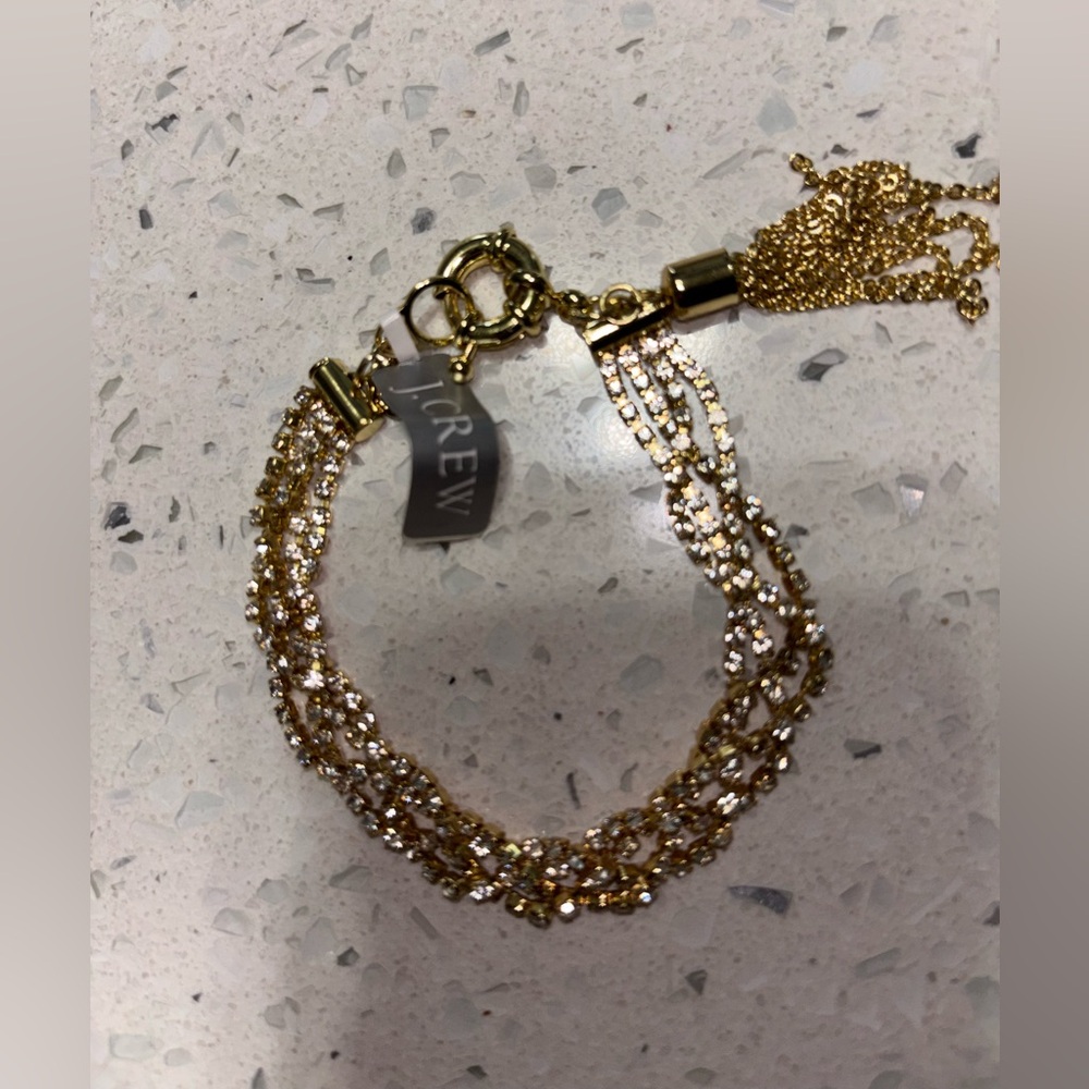 J. Crew Gold Braided Crystal Bracelet New